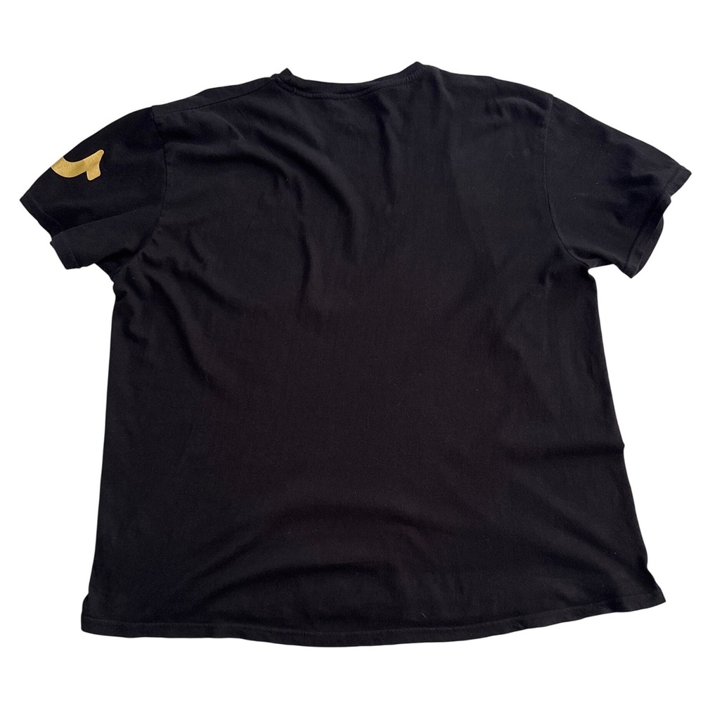 True Religion Black Cotton T Shirt Men's Extra Large Gold Logo Tee - Picture 2 of 5